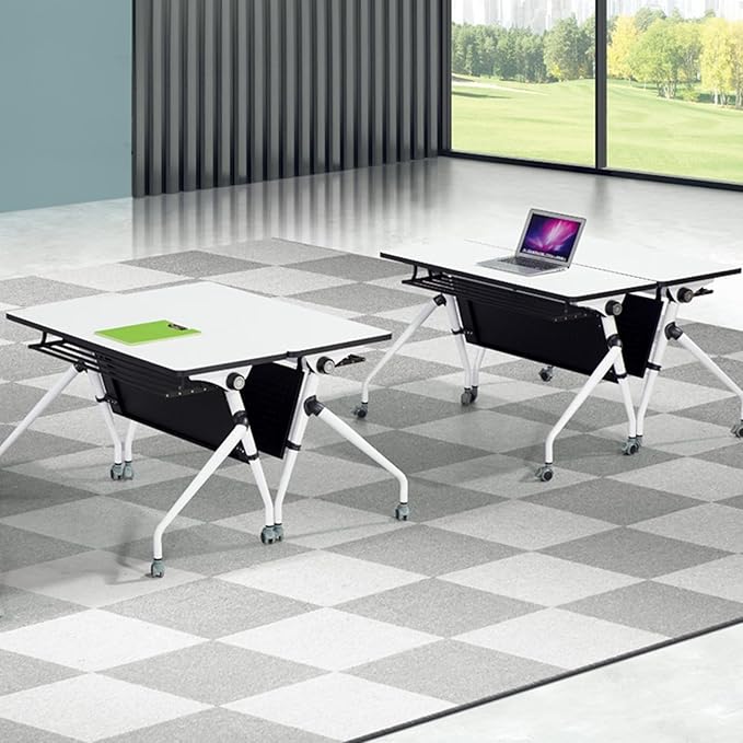 Conference Room Tables,Folding Conference Table for 10,Rectangular Meeting Table Modern Mobile Seminar Training Table with Wheels,Easy to Assemble,Modular Bussiness Tables for Office,Meeting Room(4)