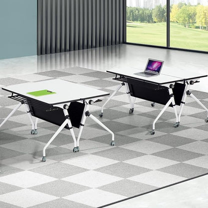 Conference Room Tables,Folding Conference Table for 10,Rectangular Meeting Table Modern Mobile Seminar Training Table with Wheels,Easy to Assemble,Modular Bussiness Tables for Office,Meeting Room(4)