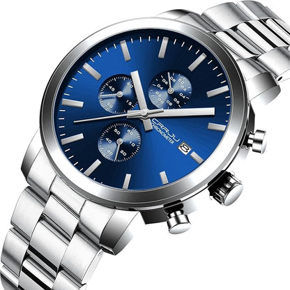 CRRJU Mens Stylish Casual Quartz Watches for Men Luxury Waterproof Calendar Chronograph Japan Movement Wristwatches