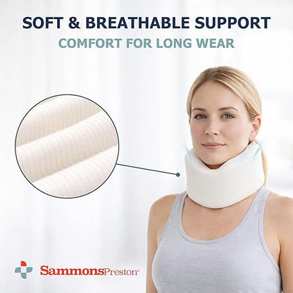 Sammons Preston Universal Contour Cervical Brace, Adjustable Hook and Loop Closure, For Neck Strain, Injury, or Post-Op Surgery, Relieves Neck Pain and Spine Pressure, Cream Color, 2” High