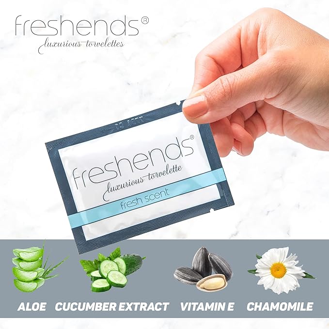 Freshends Flushable Individually Wrapped Wipes – 300 Bulk Pack Luxurious Towelettes, Guest Bathroom Essentials for Weddings, Restaurants, Bars & Clubs – Gray, Travel-Size, Disposable