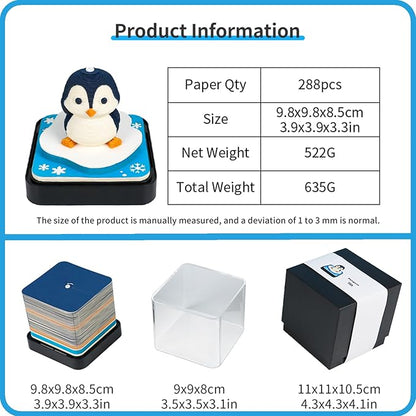 3D Time Piece Calendar 2026 DIY Calendars Tear Away Carving Art 3D Memo Pad Calendar With LED Lights sculpture artsy pads calendar notepad for Desktop Decor-Penguin