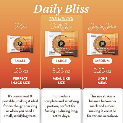 Protein Puck Plant Based Bars | Snacks with Vegan Protein | 16 Count | 3.25 oz Full Size | Gluten Free, Non Dairy, Kosher Certified Non GMO Premium Healthy Bars | Daily Bliss