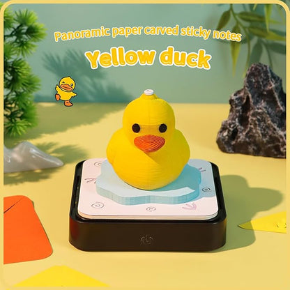 3D Time Piece Calendar 2026 DIY Tear Away Carving Art 3D Memo Pad With LED Lights sculpture artsy pads calendar notepad Desktop Decor-Yellow Duck