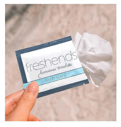Freshends Flushable Individually Wrapped Wipes – 100 Bulk Pack Luxurious Towelettes, Guest Bathroom Essentials for Weddings, Restaurants, Bars & Clubs – Gray, Travel-Size, Disposable