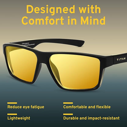 Titan Gaming Glasses, Anti Blue Light Glasses Men, UV400 Protection Blue Light Blocking Glasses for Computer Eye Strain