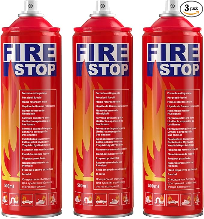 3-Pack Fire Extinguisher for Home, Kitchen, Car, Boat - ABCK Class Extinguisher with Mounting Bracket - Compact & Portable for Emergency Use.