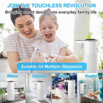 HOMELYLIFE Automatic Foam Soap Dispenser, 13.53oz/400ml Soap Dispenser Need AA*2 (Don't Include) with Long Press for Foam Output Continuously, Hand Soap Dispenser for Bathroom, Kitchen, Office, Home