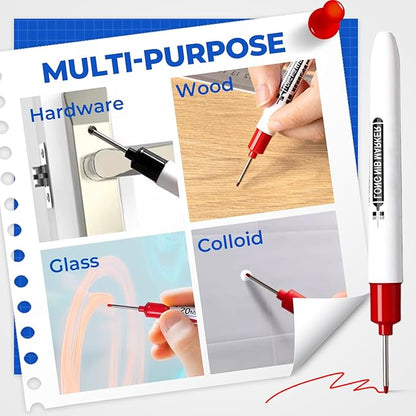 5PCS Long Head Deep Hole Marker Pens, 20mm Deep Reach Markers, Waterproof Construction Markers Marking Tool, Long Nose Marker, Permanent Markers Carpenter Ink Marker Pens, Metal Marking Pen (Mix6PCB)
