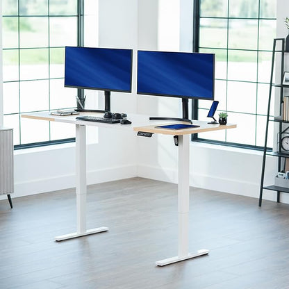 VIVO Electric 71 x 30 in Standing Desk, Memory Height Adjustment, 1B Series, White and Light Wood Top, White Frame, DESK-KIT-1W7WC