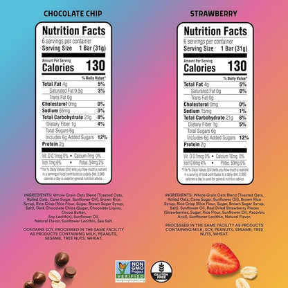 JUNKLESS Chewy Granola Bars Twin Pack – Chocolate Chip & Strawberry (12 Bars)–Less Sugar, Non-GMO, Gluten-Free, Wholesome Snack Bars for Kids & Adults, 2 Boxes