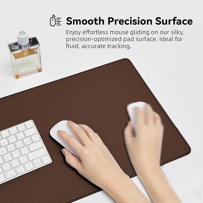 Waterproof Large Gaming Mouse Pad with Durable Stitched Edges, Non-Slip Rubber Base, Grainy Jacquard Mouse Mat Desk Pad for Home Office Gaming, 35.4''x15.7''x0.12'', Matte Brown