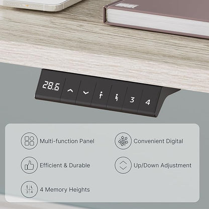 FLEXISPOT EN2 Whole-Piece Standing Desk with Clamp Power Strip, 48 x 30 Electric Stand Up Height Adjustable Desk with Cable Management (Black Frame + 48" Gray Wood Grain Desktop, 2 Packages)