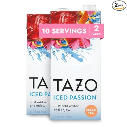 TAZO Iced Passion Concentrate, Herbal Fruit Tea, Caffeine Free, Easy-to-Serve for Everyday Refreshers and Mocktails, 32 oz Carton (Pack of 2)