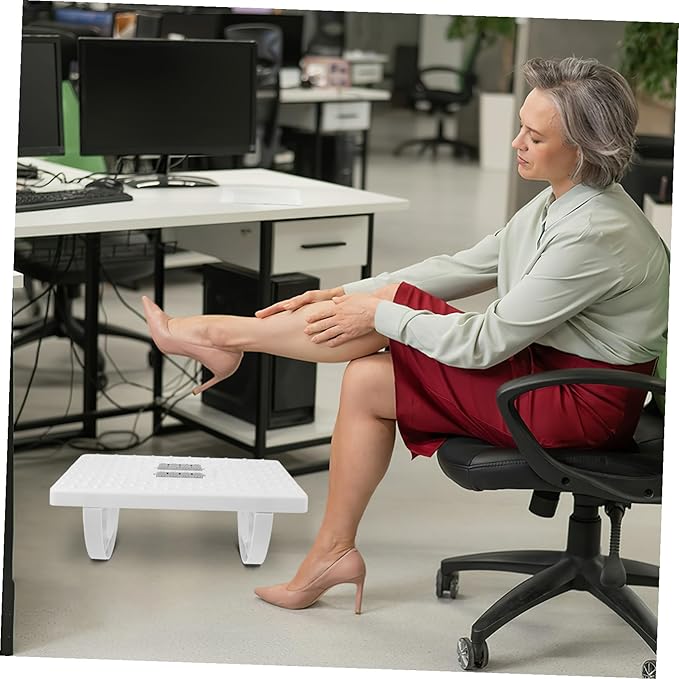 Non-Slip Office Foot Rest Stool Under Desk Raised Footrest for Fatigue Relief Multi-Functional Home Footstool for Seating -Bearing Foot Cushion in White