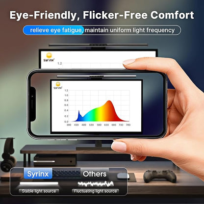 Syrinx Computer Monitor Light Bar, Eye Caring No Glare Monitor Lamp, LED Screen Light Bar with RGB Backlight, Touch+Gesture Control, Fit for All Screens, Dimmable PC Monitor Lamp for Gaming & Office