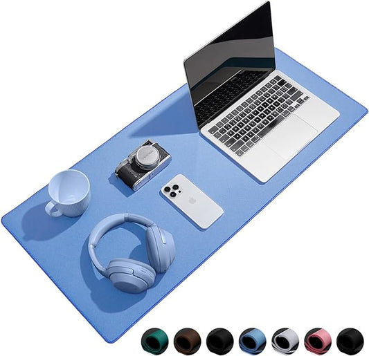 Waterproof Large Gaming Mouse Pad with Durable Stitched Edges, Non-Slip Rubber Base, Grainy Jacquard Mouse Mat Desk Pad for Home Office Gaming, 27.6"x11.8"x0.12", Matte Blue