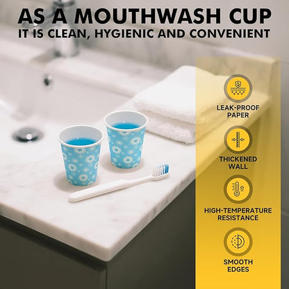 RACETOP [300 Pack] Paper Cups 3 oz, Bathroom Cups 3 oz, Disposable Bathroom Paper Cups, Small Mouthwash Cups, Ideal for Party, Travel, Events