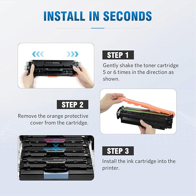 Compatible Toner Cartridge Replacement for HP 507X 507A CE400A CE400X CE401X CE402X CE403X use for HP Laserjet Enterprise M570dn M551dn M551n M575dn M551xh M570dw Printer (KCMY, 4-Pack)