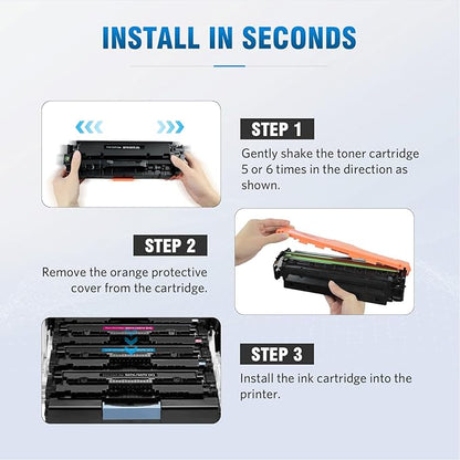 Compatible Toner Cartridge Replacement for HP 507X 507A CE400A CE400X CE401X CE402X CE403X use for HP Laserjet Enterprise M570dn M551dn M551n M575dn M551xh M570dw Printer (KCMY, 4-Pack)