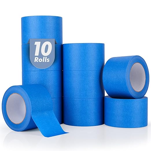 NEOACT 10 Rolls Blue Painters Tape 3 Inches x 55 Yards(550 Yards Total),Multi-Surface Masking Tape Bulk Blue Wide Roll,No Residue Painters Tape for Wall Painting,Home Improvement