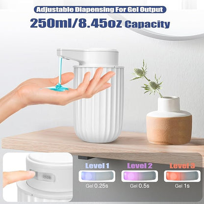 Automatic Soap Dispenser Liquid Touchless: 9oz Plastic White - Rechargeable Electric Smart 3-Level Adjustable Modern Auto Soap Dispenser - Bathroom Kitchen Hand Dish Lotion