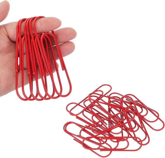 PATIKIL 4 Inch Large Paper Clip, 30PCS Big Paper Clip Extra Large Huge Metal Giant Clips Rust-Proof Strong Durable Bulk Cute for Home Office Accessories Bookmark, Red