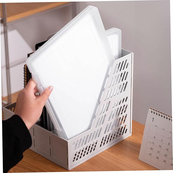 4Pcs Clear Plastic File Box A4 File Document Box Portable Project Case Paper Storage Container for Magazine, Scrapbook, Office School Document Organizer
