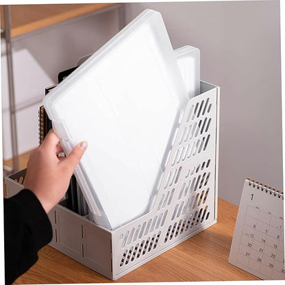 4Pcs Clear Plastic File Box A4 File Document Box Portable Project Case Paper Storage Container for Magazine, Scrapbook, Office School Document Organizer