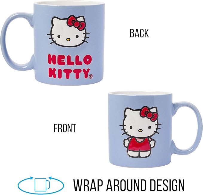 Silver Buffalo Sanrio Hello Kitty Wax Resist Ceramic Mug, 20 Ounces