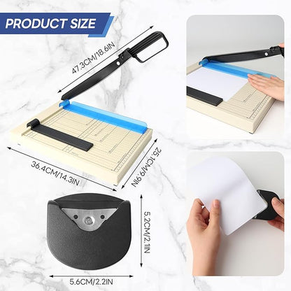A4 Paper Cutter,12" Titanium Blade Guillotine Trimmer with Corner Rounder,12-Sheet Capacity for Cardstock, Vinyl, Photos, Crafts, Labels & Coupons