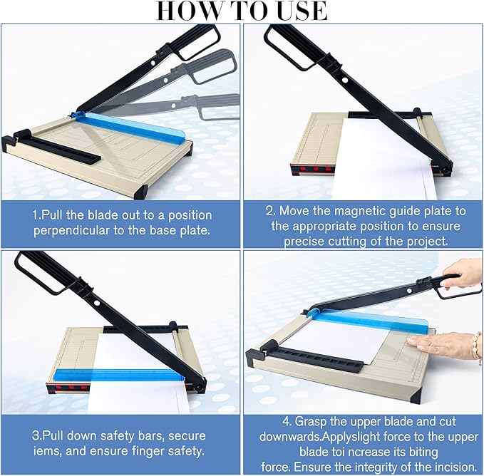 12" Guillotine Paper Cutter and Trimmer with Corner Rounder Cutter & Sharpening Stone,Heavy Duty 16 Sheet Capacity Metal Base for A4,Cardstock,Photo Paper,Office School Craft Use-Updated