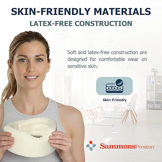 Sammons Preston Universal Contour Cervical Brace, Adjustable Hook and Loop Closure, For Neck Strain, Injury, or Post-Op Surgery, Relieves Neck Pain and Spine Pressure, Cream Color, 2” High