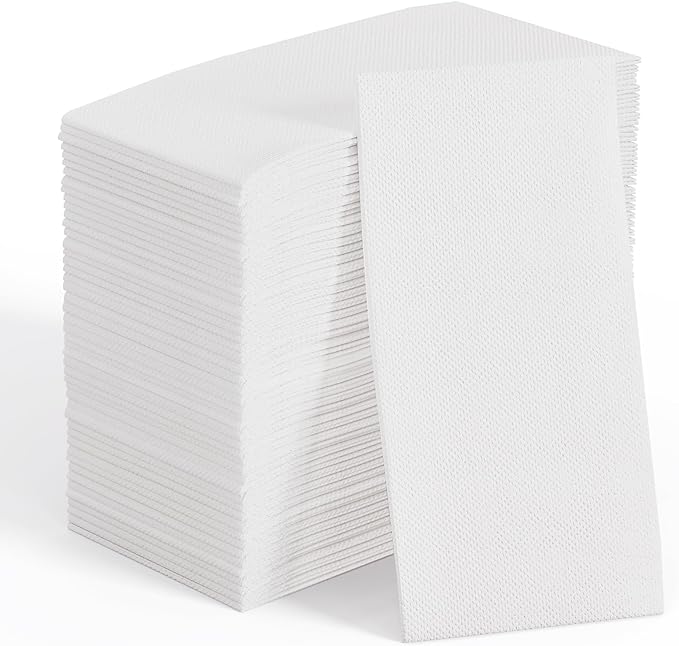 JOLLY CHEF 200 Pack Disposable Paper Napkins, Soft Bathroom Napkins for Guests, 2-Ply White Paper Hand Towels for Halloween, Wedding, Thanksgiving