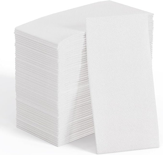 JOLLY CHEF 200 Pack Disposable Paper Napkins, Soft Bathroom Napkins for Guests, 2-Ply White Paper Hand Towels for Halloween, Wedding, Thanksgiving