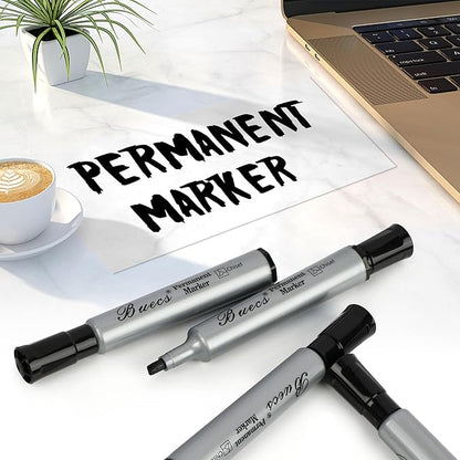 Permanent Markers, 80 Count Black Permanent Markers, Chisel tip, Waterproof &Fade Resistant, Quick Drying, Office Supplies for School, Office, Home