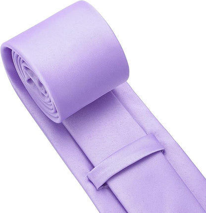PenSee Men's Tie Set Solid Pure Color 3.15" (8CM) Classic Formal Plain Necktie and Pocket Square Set For Men