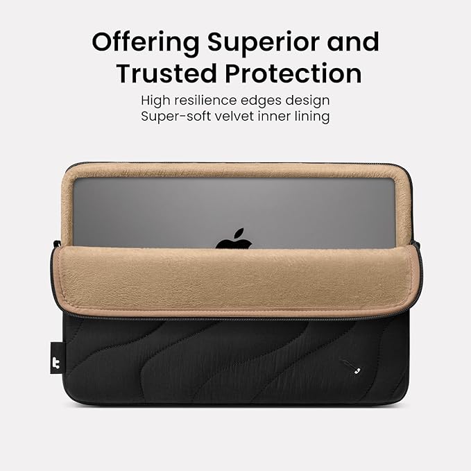 tomtoc 360 Protective Puffy Laptop Sleeve Set for 16-inch MacBook Pro M4/M3/M2/M1 Pro/Max A3403 A3186 A2991 A2780 A2485 A2141 2024-2019, Quilted Soft Puffer Bag with Tech Pouch for Dell XPS 16 Laptop