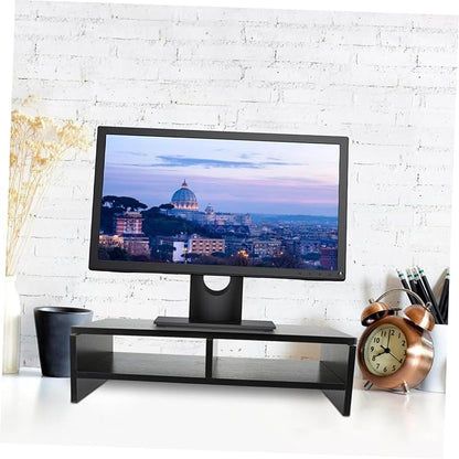 Ergonomic Monitor Stand with Storage Shelf for Desk Organization Computer Riser for Desktop Workspace Sturdy Black Walnut Computer Storage Stand for Office Use