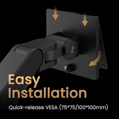 BenQ BDH01 Dual Monitor Arm -Gas Spring Monitor Stand for 2 Screens Up to 35'' & 44lbs, Heavy Duty, Quick Installation, No Sagging, Top Clamp and Grommet Base, Reinforcement Plate, VESA 75x75 &100x100