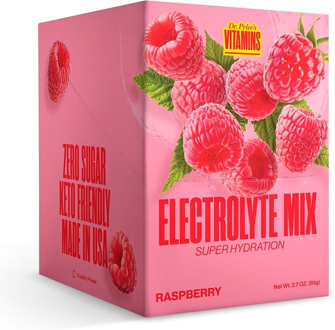 Dr. Price’s Electrolytes Powder Packets | Raspberry 30 Servings | Sugar Free Hydration Packets with 72+ Trace Minerals | Keto, Vegan, Electrolyte Drink Mix | Doctor-Formulated, Made in USA