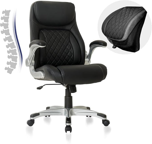Nouhaus Ergonomic Office Chair Premium Microfiber Leather Adjustable Lumbar Support & Armrests, High Back Comfy Desk Gaming Chairs Executive Computer Swivel Chair Tilt Function(Posture,Black)