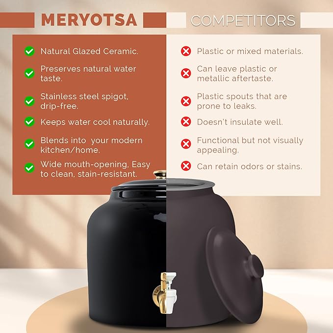 Ceramic Water Dispenser- Drink Dispenser – Versatile Countertop Solution for Home or Office – 3 to 5 Gallon Jug Holder – Premium Water Crock