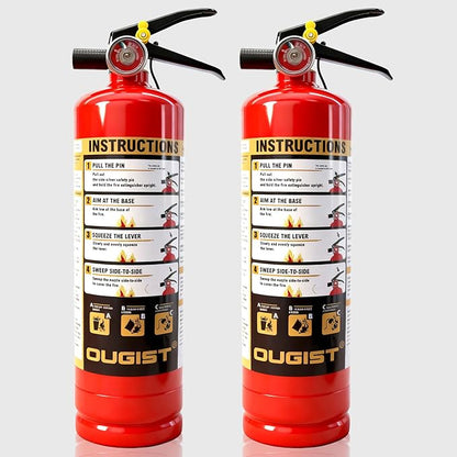 2 Pcs*2.5LBS ABC Dry Chemical Fire Extinguisher for Home & Vehicle, Portable Kitchen/Car/RV Fire Extinguisher, Non-Conductive Multipurpose Class A B C, Red