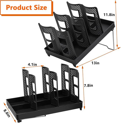 Cup and Lid Holder, CIT ZCFYU Adjustable Coffee Cup Organizer 6 Compartment, Disposable Paper Cup Dispenser fits 8-22oz, Plastic Cup Storage Rack for Coffee Station Bar Countertop Breakroom, Station