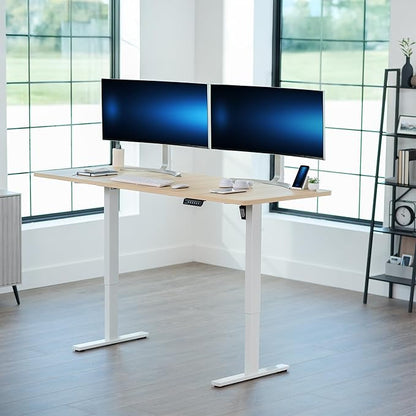 VIVO Electric 71 x 30 in Standing Desk, Memory Height Adjustment, 1B Series, Light Wood Top White Frame, DESK-KIT-1W7C