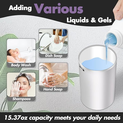 YIKHOM Automatic Liquid Soap Dispenser, Touchless Dish Soap Dispenser, 450mL/15.37 oz Electric Soap Dispenser 8 Level Adjustable Control, USB C Rechargeable Auto Soap Pump Hands Free for Kitchen