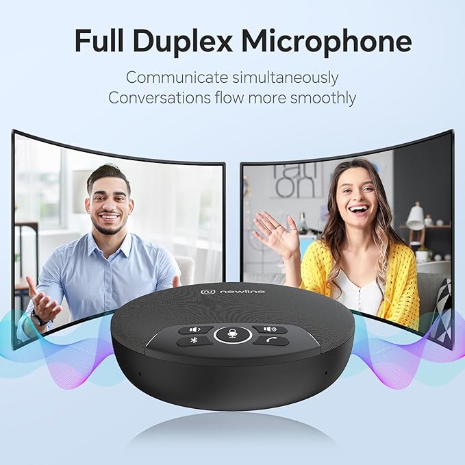 N newline USB Conference Microphone Speaker with Dongle, Bluetooth Speakerphone, 360° Voice Pickup, 4 Mics, Portable USB Speakerphone w/Noise Reduction for Home Office, Meeting Teams, Zoom, NewPie 30