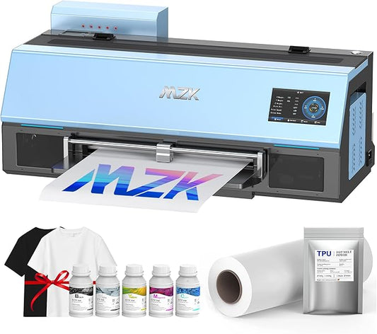 MZK A3 Pro XP600 DTF Printer,Automatic Time Cleaning Maintain printhead+Ink Anti-Clog Design 2X Faster,13+" DTF Film,5" LED Touch Screen,Film Cutter,Gift Ink 2 Years