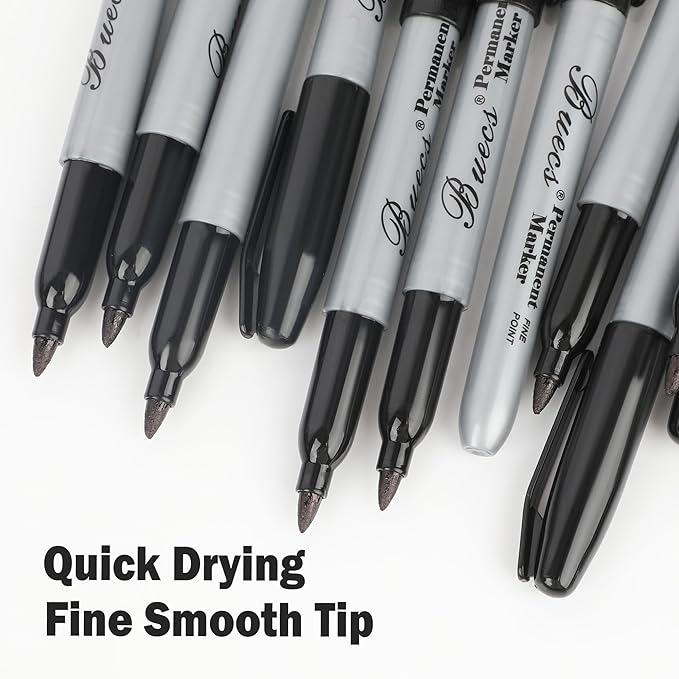 Permanent Markers, 200 Count Black Permanent Markers, Fine Point, Waterproof & Smear Proof Markers, Quick Drying, Office Supplies for School, Office, Home